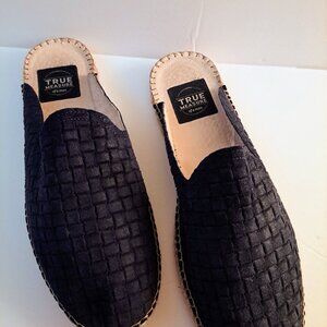TRUE MEASURE Dark Blue Slip-On Mule Espadrilles Made in Portugal US 10